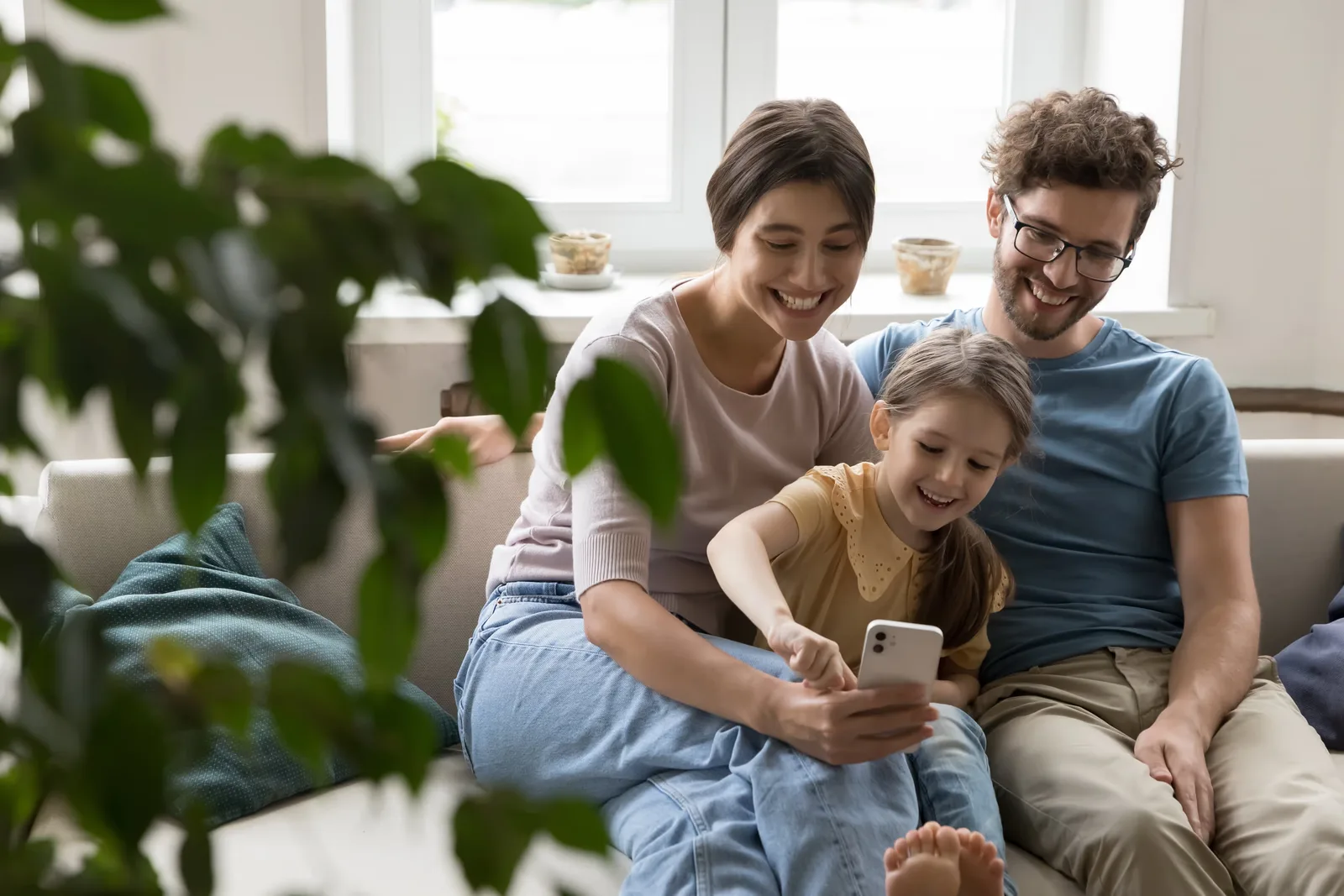 A Dallas-Fort Worth family relaxing in whole-home comfort